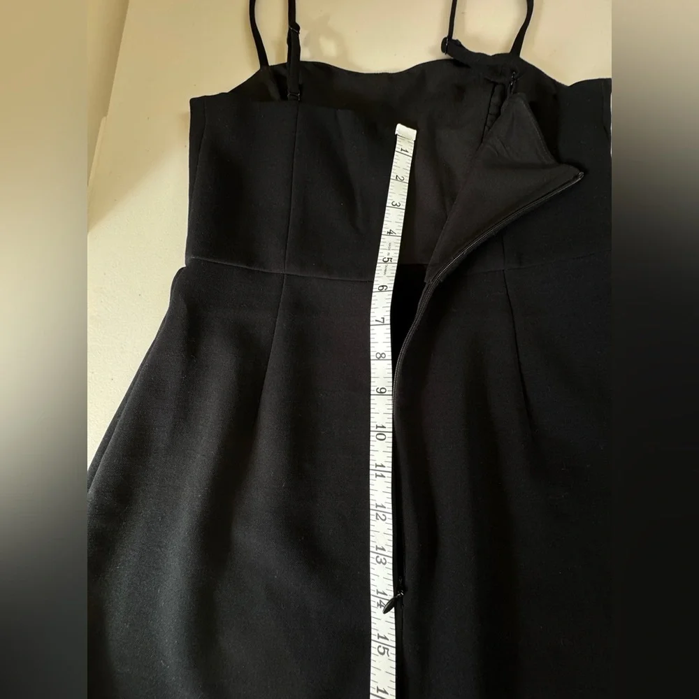 French Connection Black Mini Dress Pom Pom Hem Spaghetti Strap Size US 2